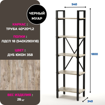 Стеллаж узкий металлический сборно-разборный Альбо-5 (5 полок)